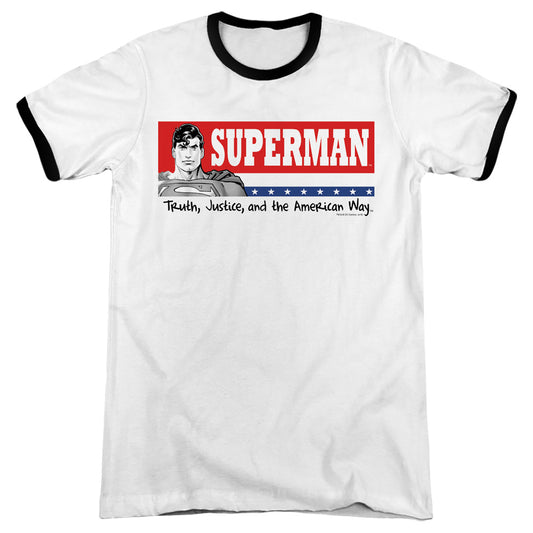 Superman - Superman For President - Adult Ringer - White/black