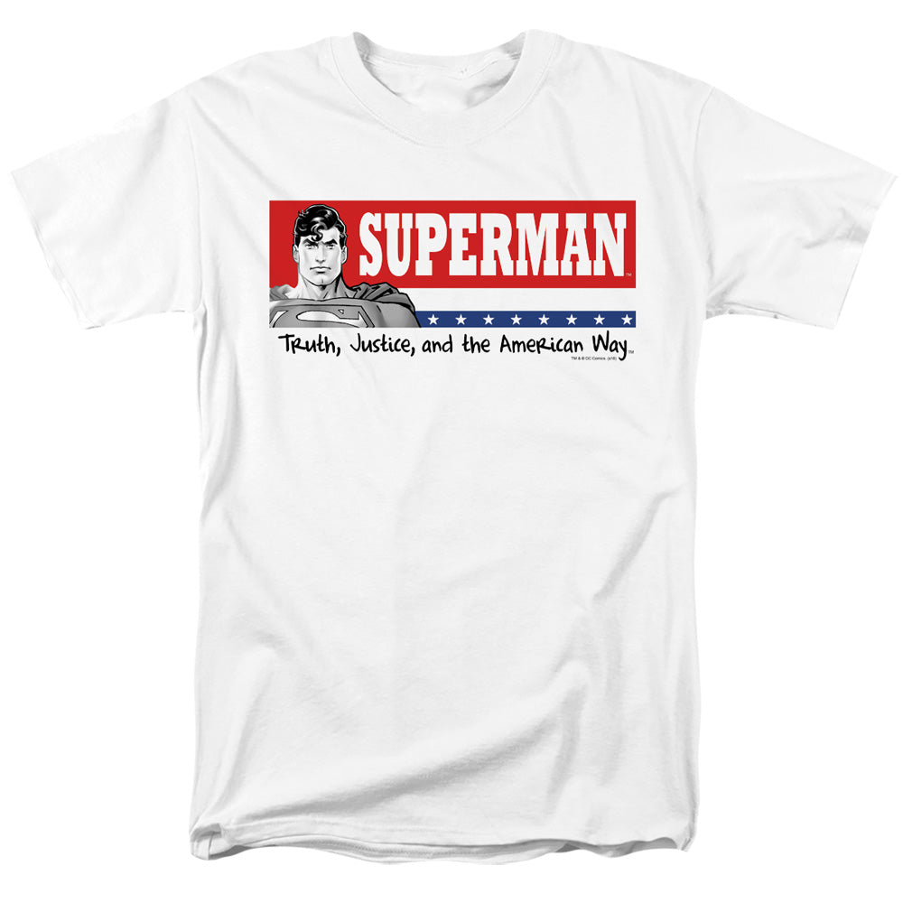 Superman - Superman For President - Short Sleeve Adult 18/1 - White T-shirt