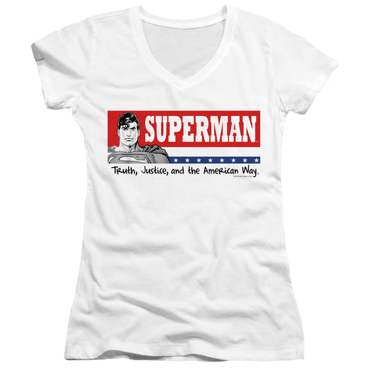 Superman - Superman For President - Junior V-neck - White