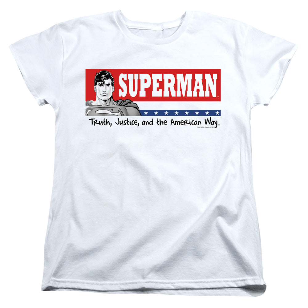 Superman - Superman For President - Short Sleeve Womens Tee - White T-shirt