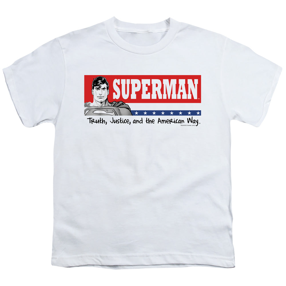 Superman - Superman For President - Short Sleeve Youth 18/1 - White T-shirt