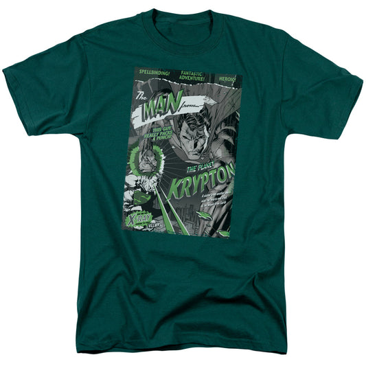 Superman - The Man From Krypton - Short Sleeve Adult 18/1 - Hunter Green T-shirt