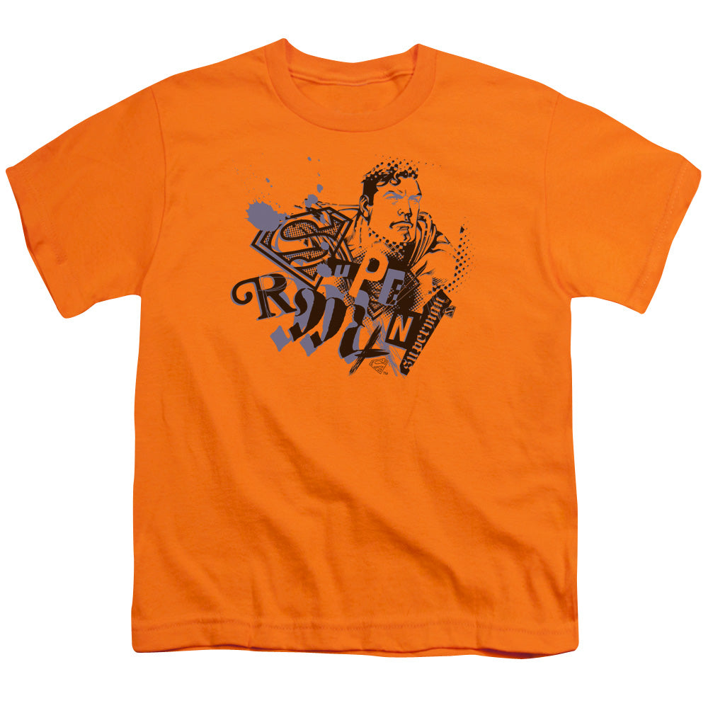 Superman - Cut & Paste - Short Sleeve Youth 18/1 - Orange T-shirt