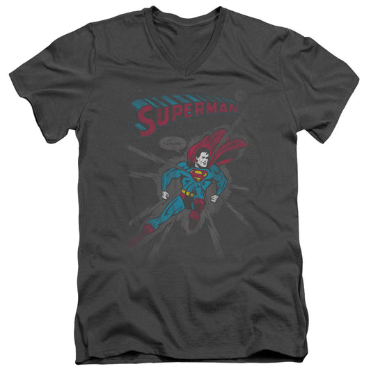 Superman - It Tickles - Short Sleeve Adult V-neck - Charcoal T-shirt