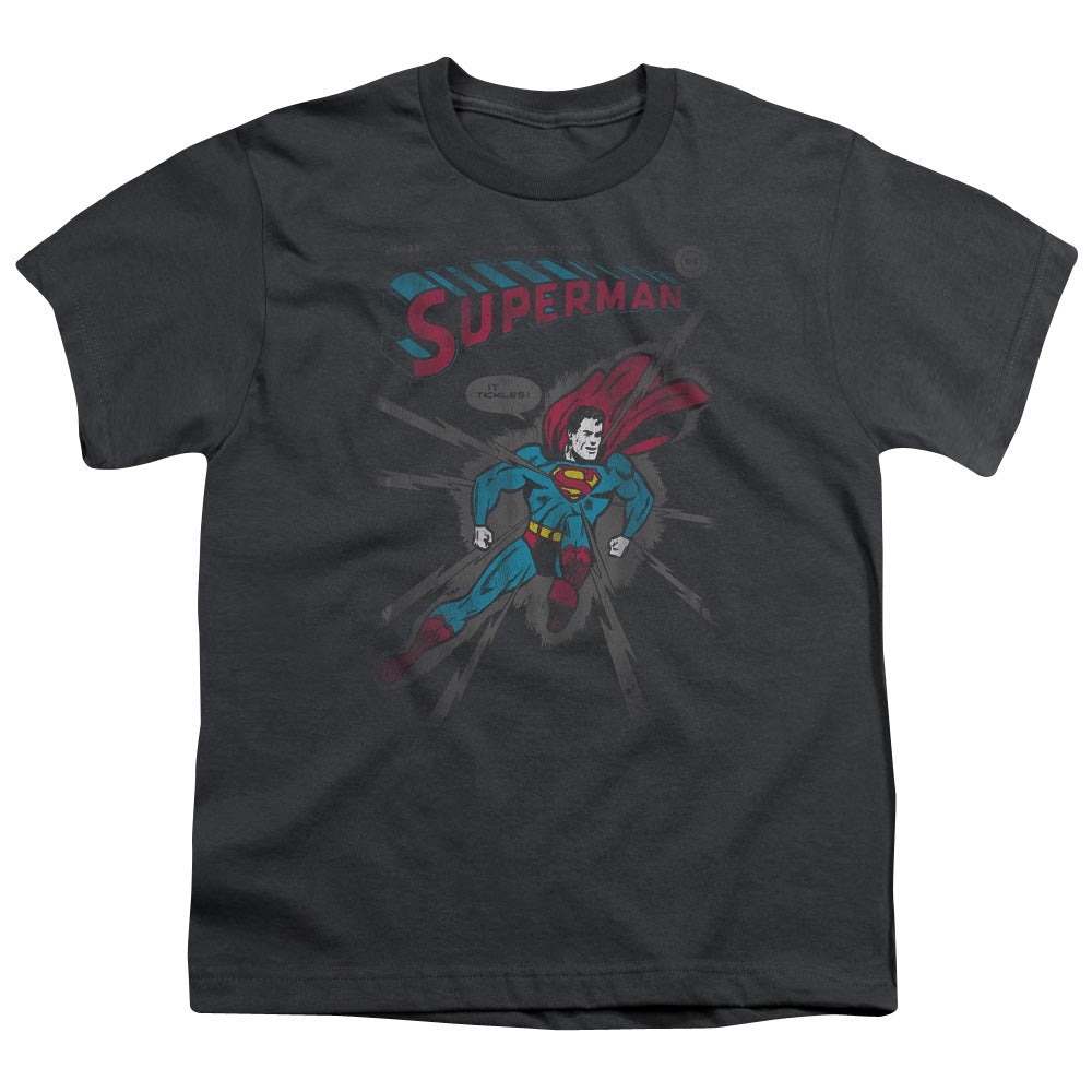 Superman - It Tickles - Short Sleeve Youth 18/1 - Charcoal T-shirt