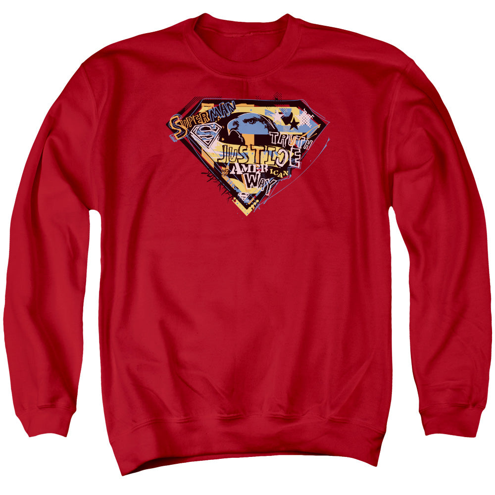 Superman - American Way - Adult Crewneck Sweatshirt - Red