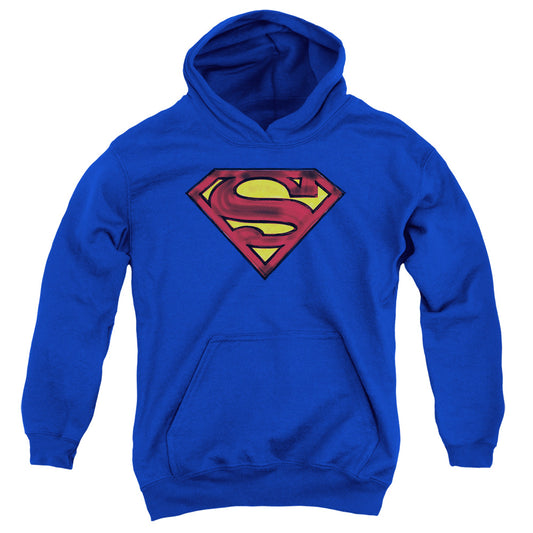 Superman - Charcoal Shield - Youth Pull-over Hoodie - Royal