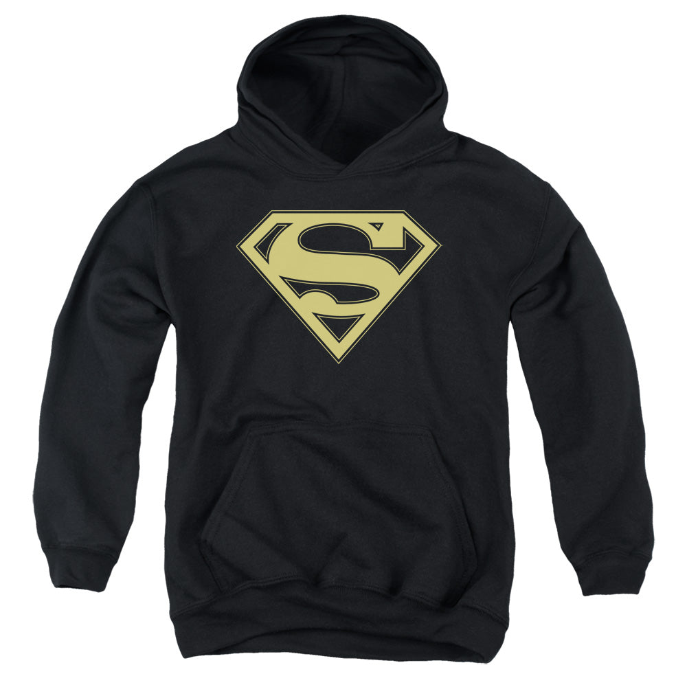 Superman - Gold & Black Shield - Youth Pull-over Hoodie - Black