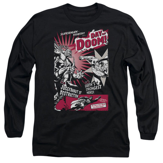 Superman - Day Of Doom - Long Sleeve Adult 18/1 - Black T-shirt