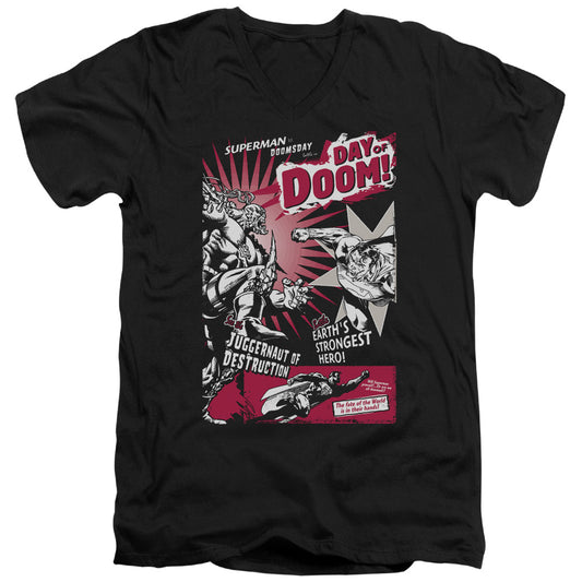 Superman - Day Of Doom - Short Sleeve Adult V-neck - Black T-shirt