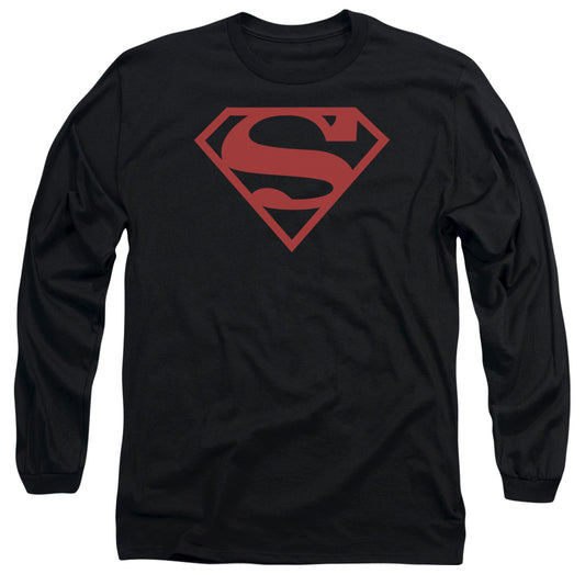 SUPERMAN RED ON BLACK SHIELD - L/S ADULT 18/1 - BLACK T-Shirt