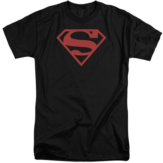 Superman - Red On Black Shield - Short Sleeve Adult Tall - Black T-shirt