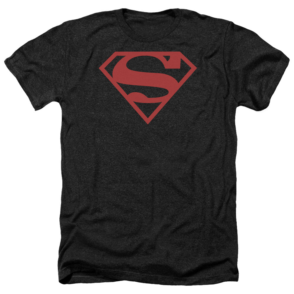 Superman - Red On Black Shield - Adult Heather-black
