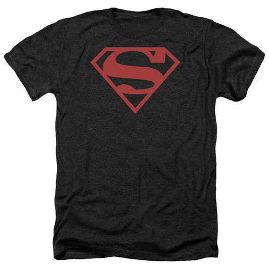 Superman - Red On Black Shield - Adult Heather-black