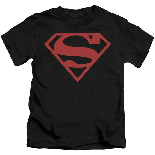 SUPERMAN RED ON BLACK SHIELD - S/S JUVENILE 18/1 - BLACK - T-Shirt