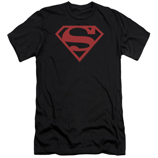 Superman - Red On Black Shield-premuim Canvas Adult Slim Fit 30/1 - Black