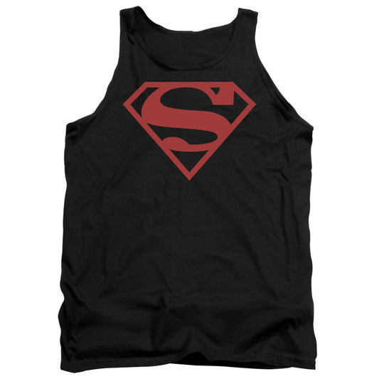 Superman - Red On Black Shield - Adult Tank - Black