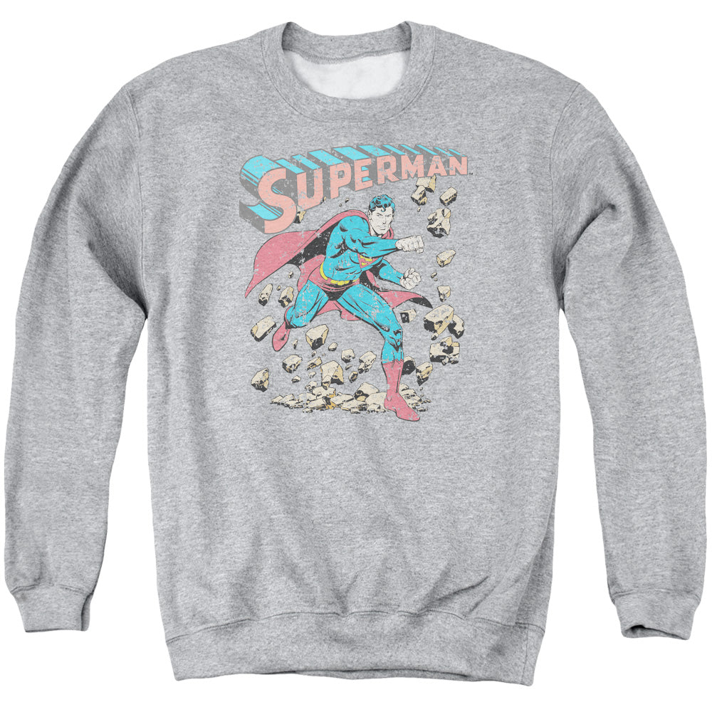Superman - Mad At Rocks - Adult Crewneck Sweatshirt - Athletic Heather