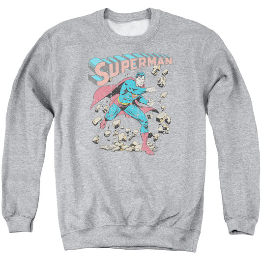 Superman - Mad At Rocks - Adult Crewneck Sweatshirt - Athletic Heather