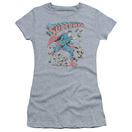 Superman - Mad At Rocks - Short Sleeve Junior Sheer - Athletic Heather T-shirt