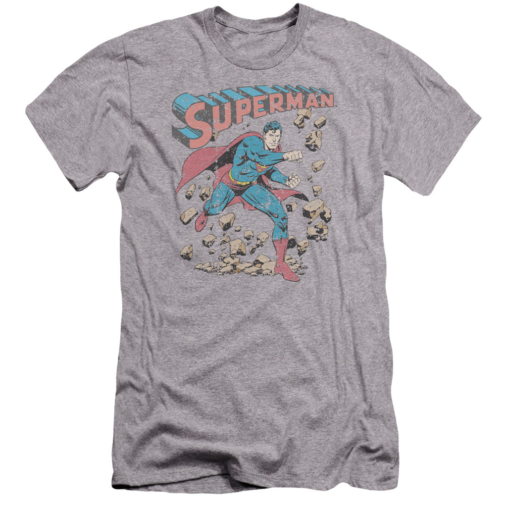 Superman - Mad At Rocks-premuim Canvas Adult Slim Fit 30/1 - Athletic Heather