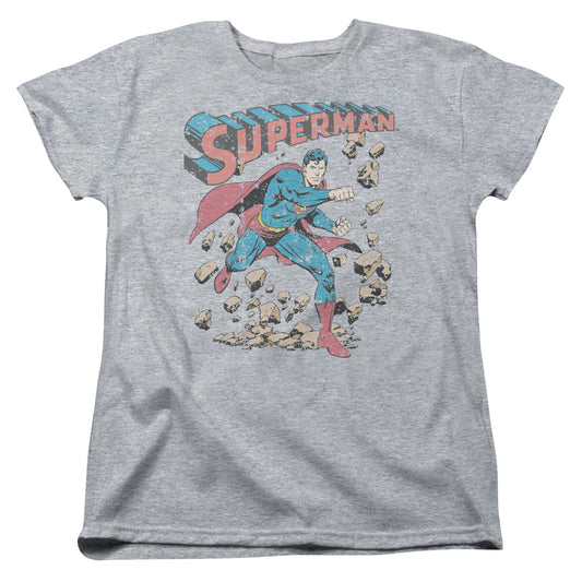 Superman - Mad At Rocks - Short Sleeve Womens Tee - Athletic Heather T-shirt