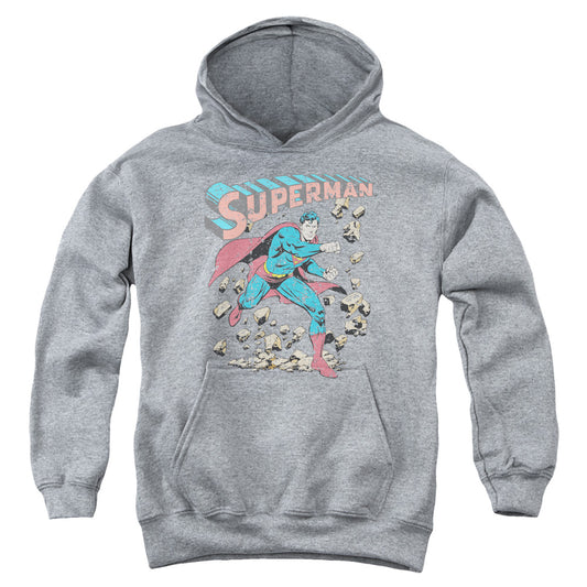 Superman Mad At Rocks-youth Pull-over Hoodie - Heather