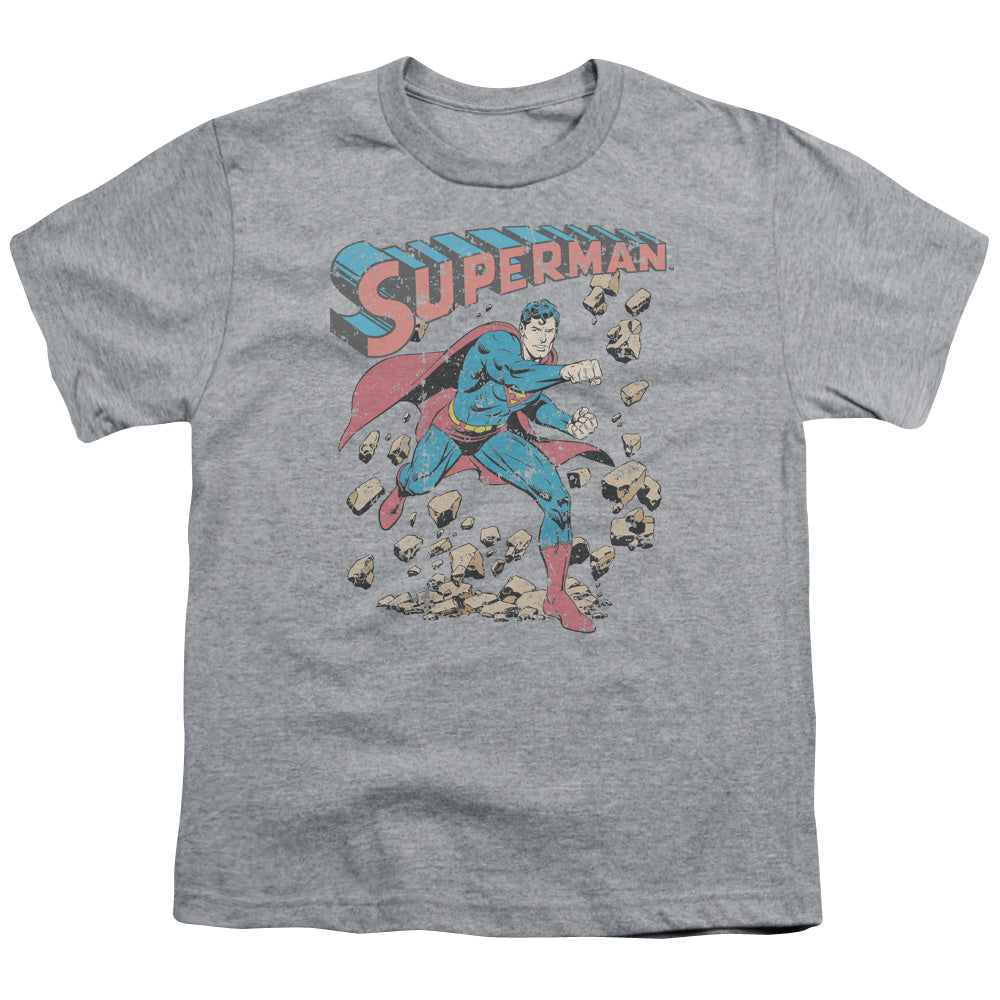 Superman - Mad At Rocks - Short Sleeve Youth 18/1 - Athletic Heather T-shirt