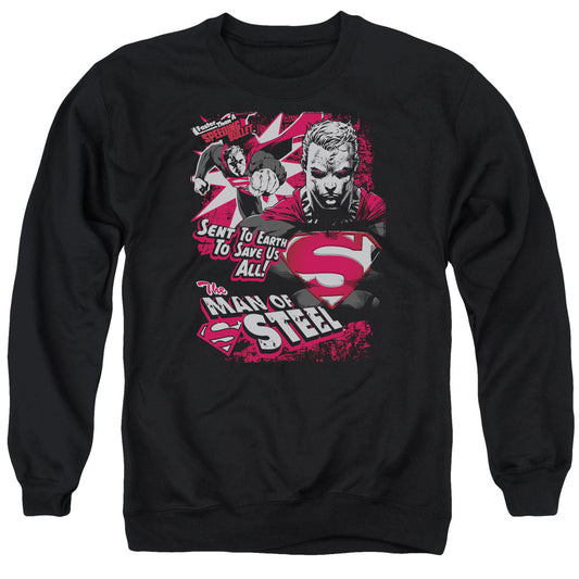Superman - Save Us All - Adult Crewneck Sweatshirt - Black
