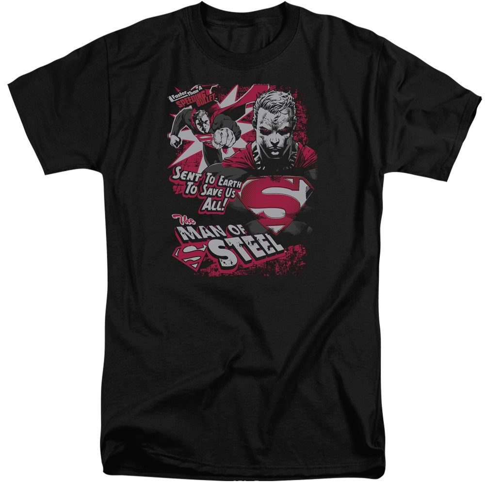 Superman - Save Us All - Short Sleeve Adult Tall - Black T-shirt