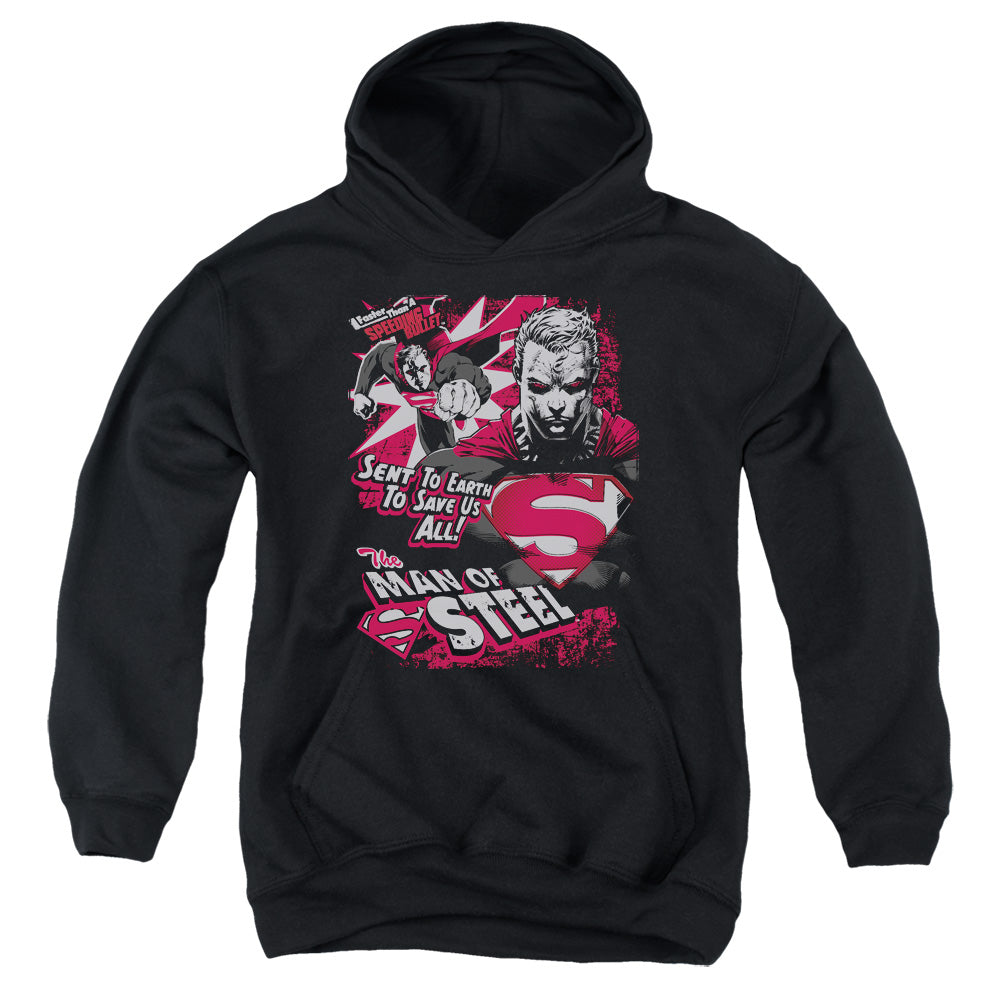 Superman Save Us All-youth Pull-over Hoodie - Black