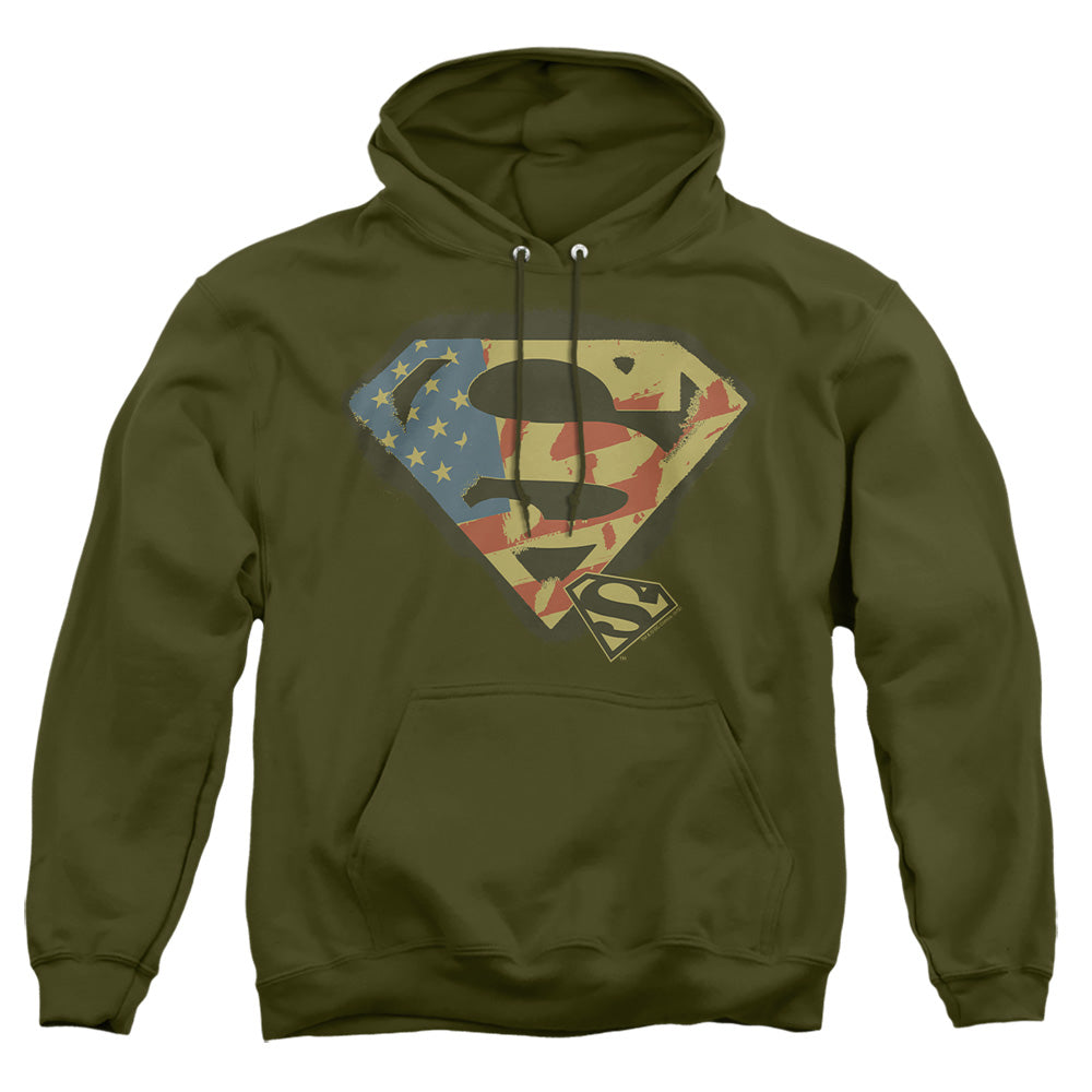 Superman - Not Afraid - Adult Pull-over Hoodie - Military Green