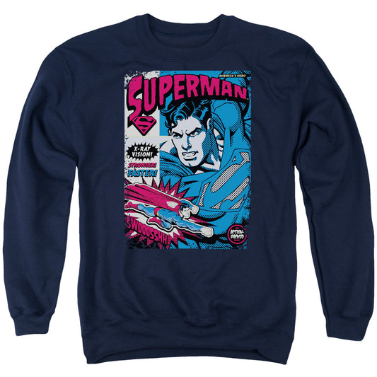 Superman - Action Packed - Adult Crewneck Sweatshirt - Navy