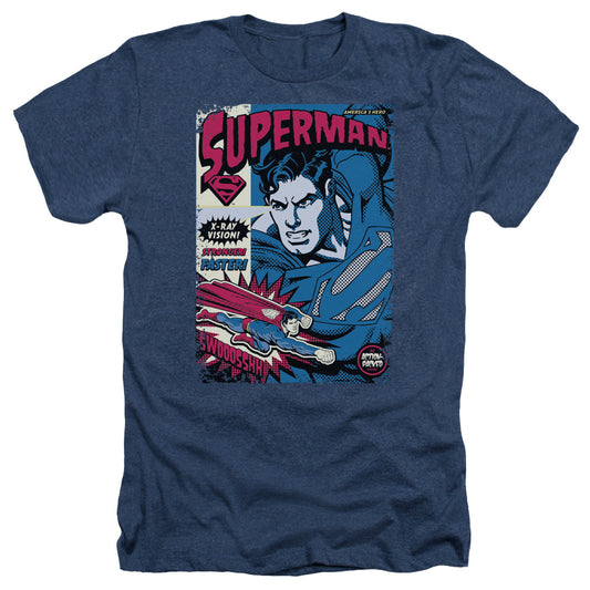 Superman - Action Packed - Adult Heather - Navy