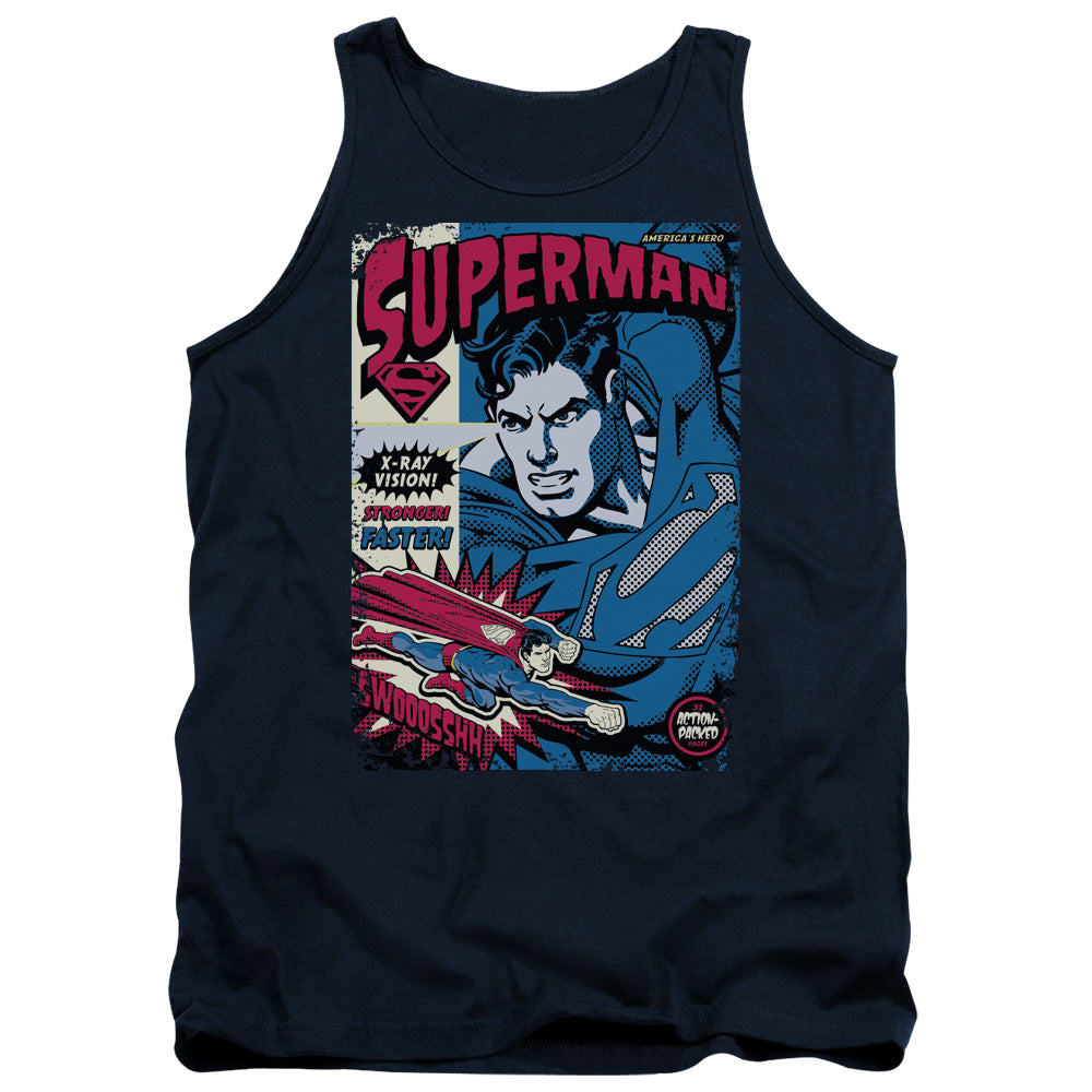 Superman - Action Packed - Adult Tank - Navy