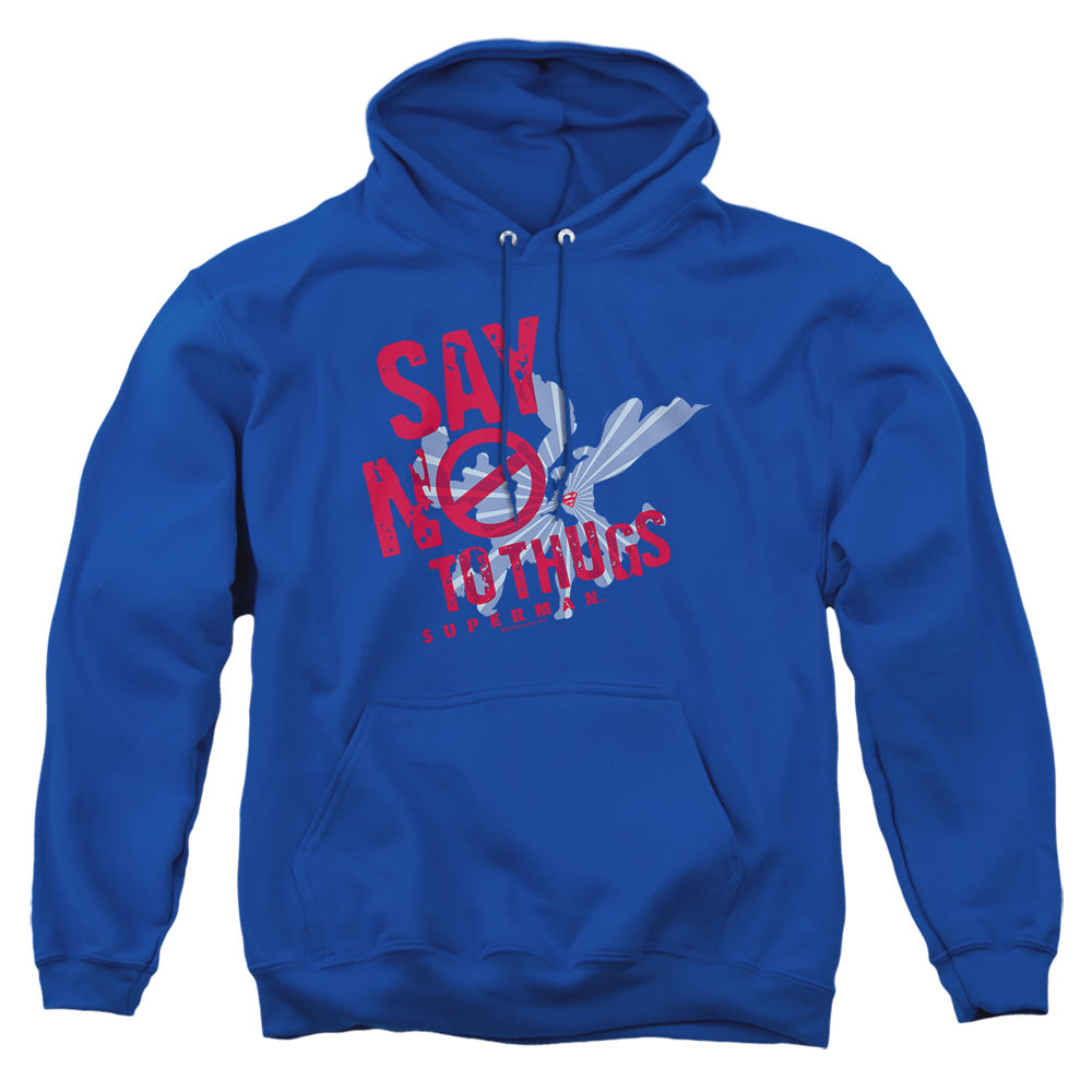 Superman - Say No To Thugs - Adult Pull-over Hoodie - Royal Blue