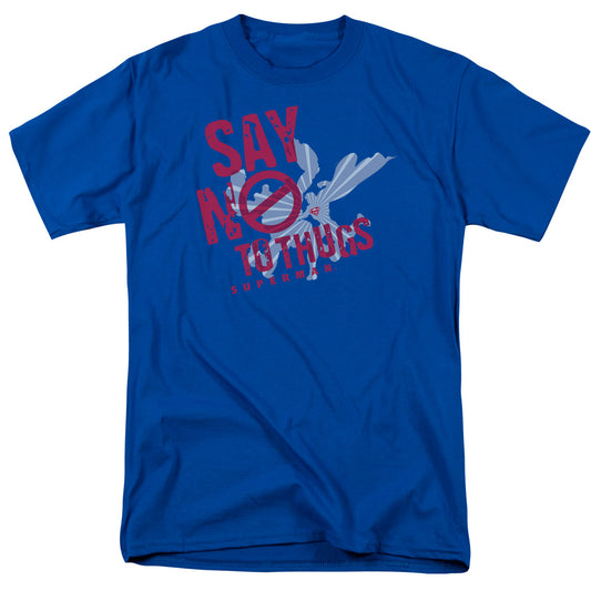 Superman - Say No To Thugs - Short Sleeve Adult 18/1 - Royal Blue T-shirt