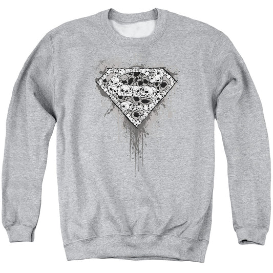 Superman - Many Super Skulls - Adult Crewneck Sweatshirt - Athletic Heather