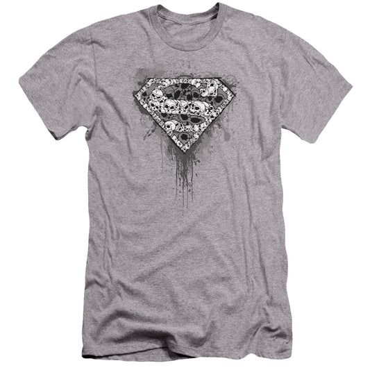 Superman - Many Super Skulls-premuim Canvas Adult Slim Fit 30/1 - Athletic Heather