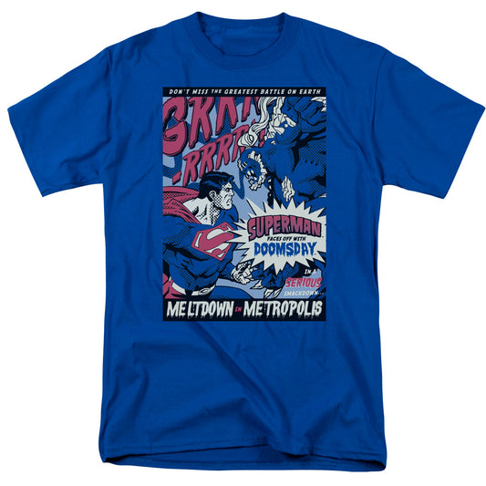Superman - Meltdown - Short Sleeve Adult 18/1 - Royal Blue T-shirt