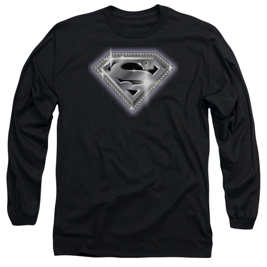 Superman - Bling Shield - Long Sleeve Adult 18/1 - Black T-shirt