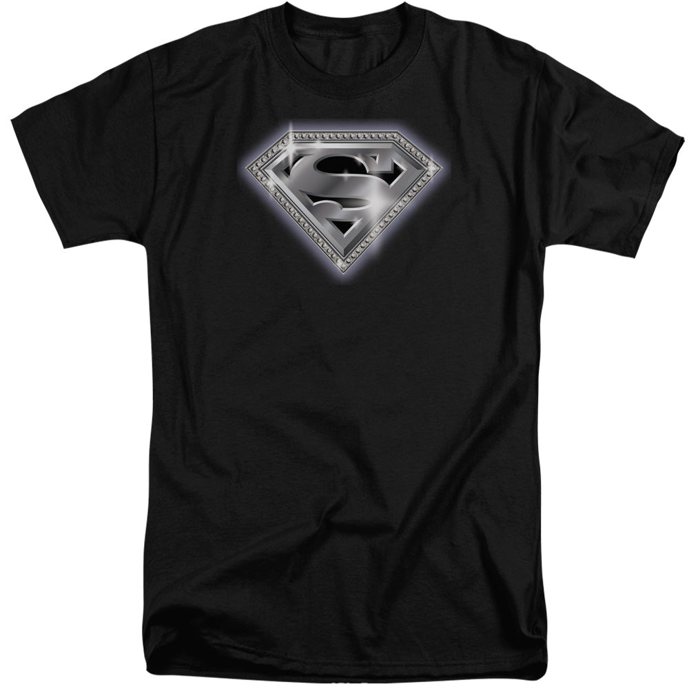 Superman - Bling Shield - Short Sleeve Adult Tall - Black T-shirt