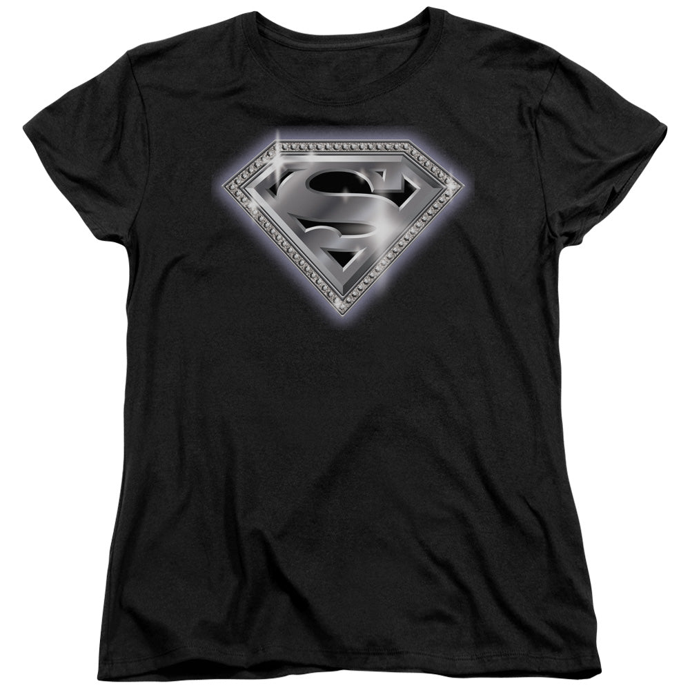 Superman - Bling Shield - Short Sleeve Womens Tee - Black T-shirt