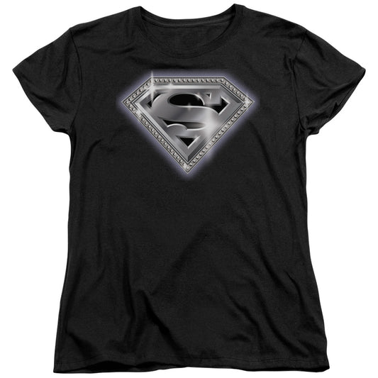 Superman - Bling Shield - Short Sleeve Womens Tee - Black T-shirt