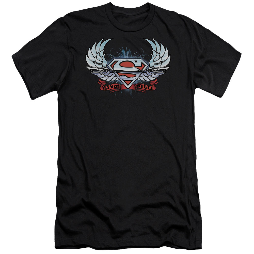 Superman - Chrome Wings Shield-premuim Canvas Adult Slim Fit 30/1 - Black