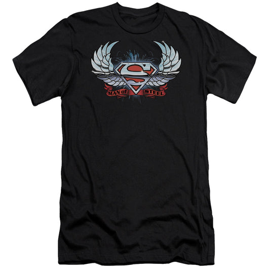 Superman - Chrome Wings Shield-premuim Canvas Adult Slim Fit 30/1 - Black