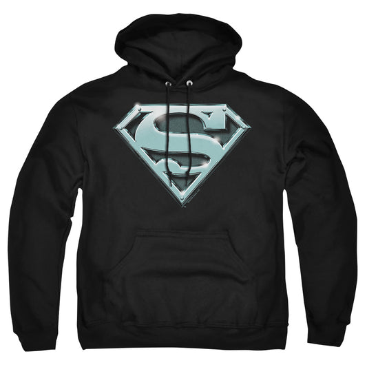 Superman - Chrome Shield - Adult Pull-over Hoodie - Black