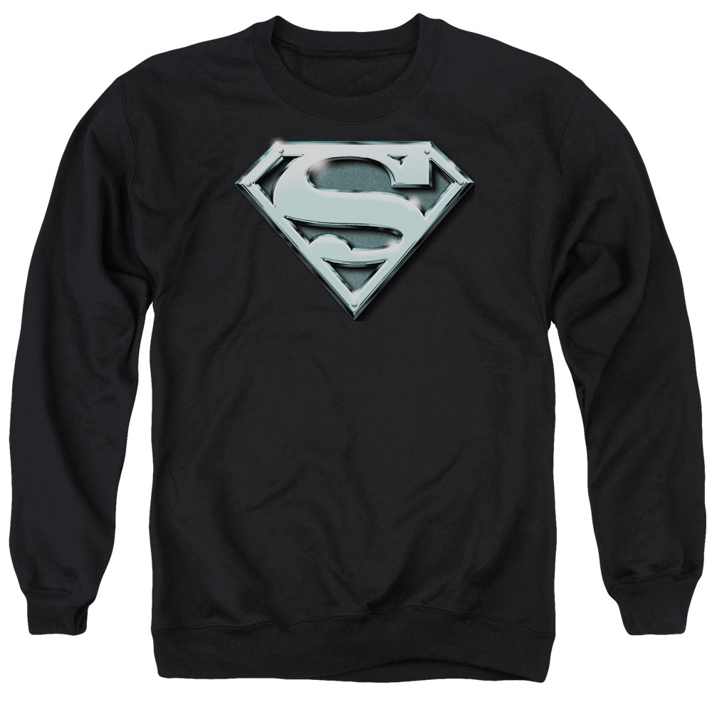 Superman - Chrome Shield - Adult Crewneck Sweatshirt - Black