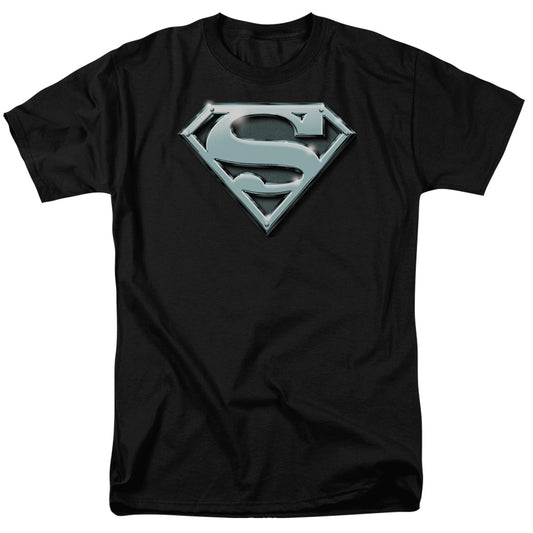 Superman - Chrome Shield - Short Sleeve Adult 18/1 - Black T-shirt