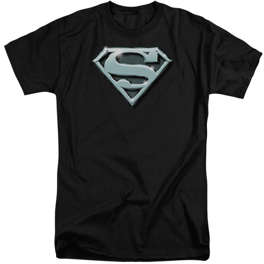 Superman - Chrome Shield - Short Sleeve Adult Tall - Black T-shirt